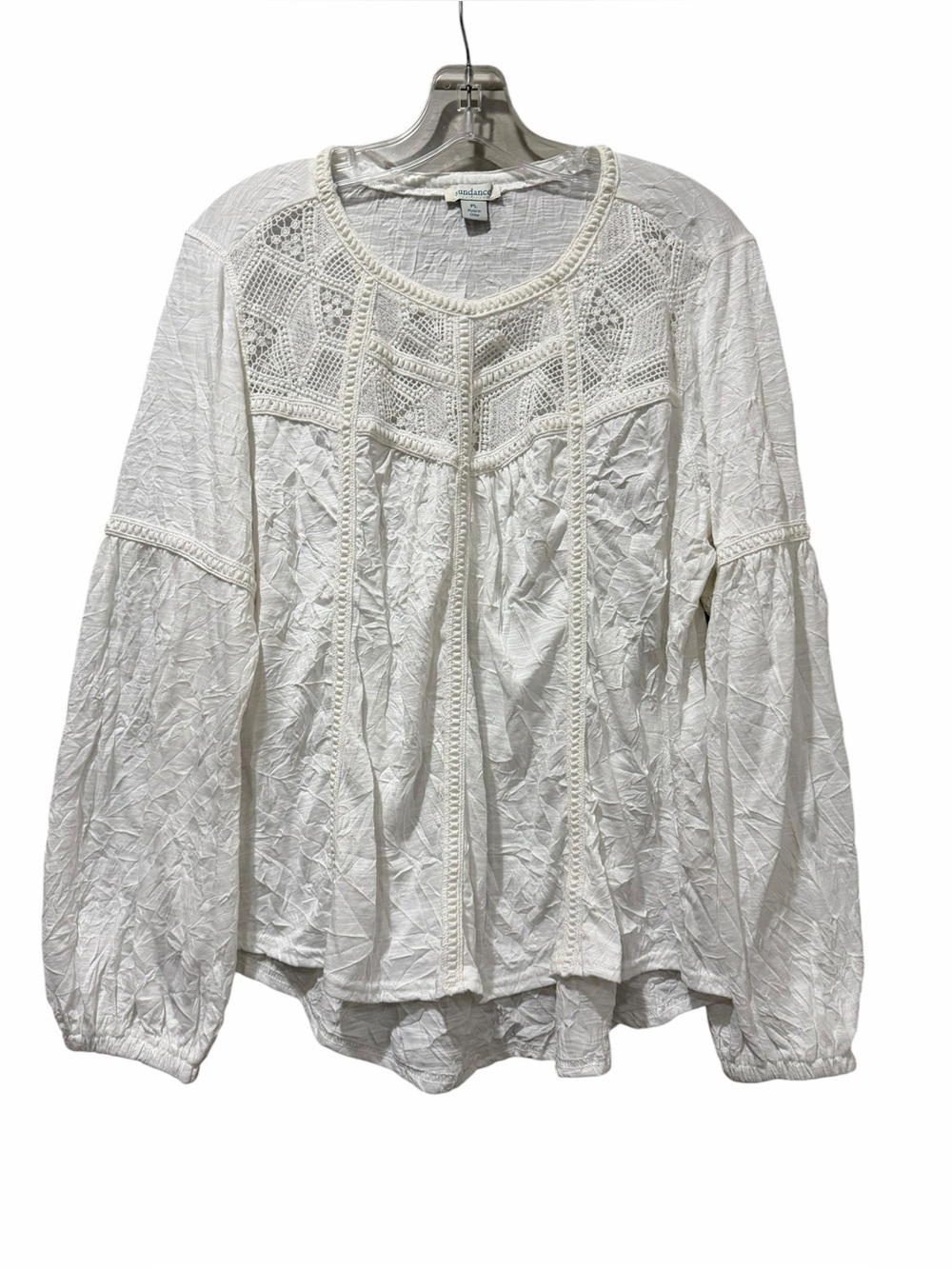 Sundance Large Petite White Long Sleeve Boho Cottagecore Blouse B3